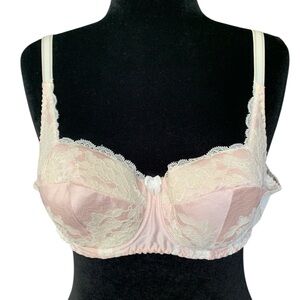 Frugue Lace Balconette Underwire Bra - Pink & Cream